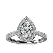 2.50 Carat (F-G/VS1) IGI Certified Beautiful Pear Cut Lab Grown Diamond Solitaire Engagement Rings for Women Solid 14K White Gold Size 7